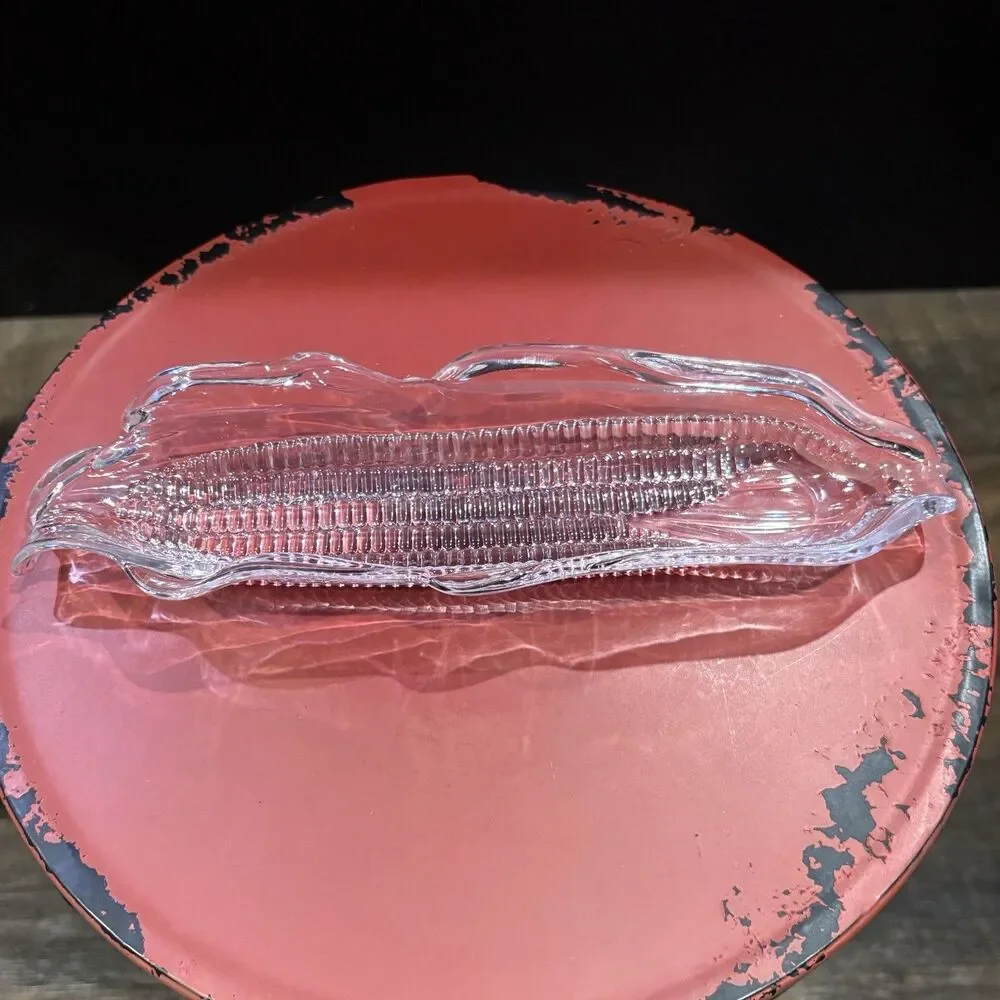 Set of 4 Vintage Clear Acrylic Corn on the Cob Serving Trays 10” BBQ Picnic